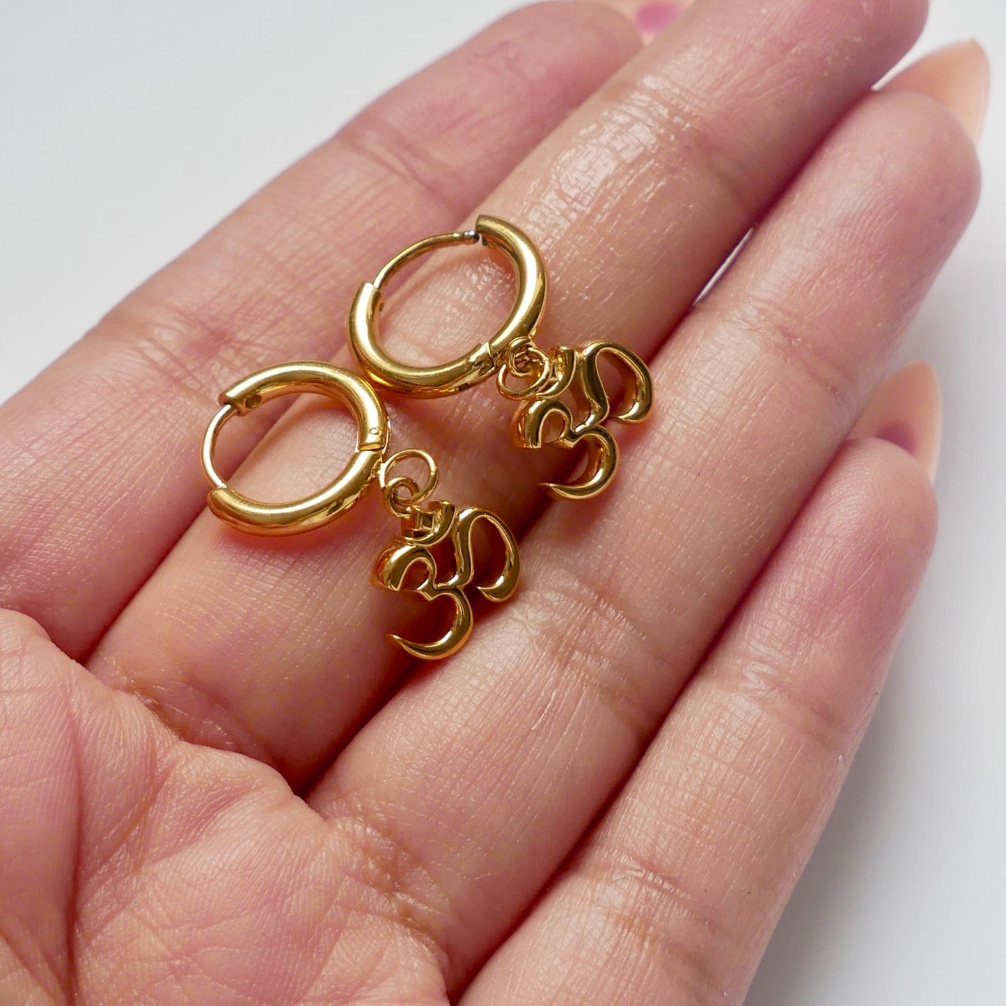 Om Dainty Hoop Earrings