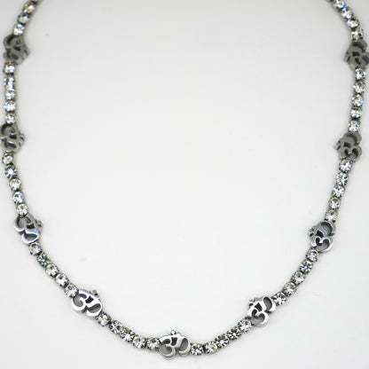 Silver Om Tennis Necklace