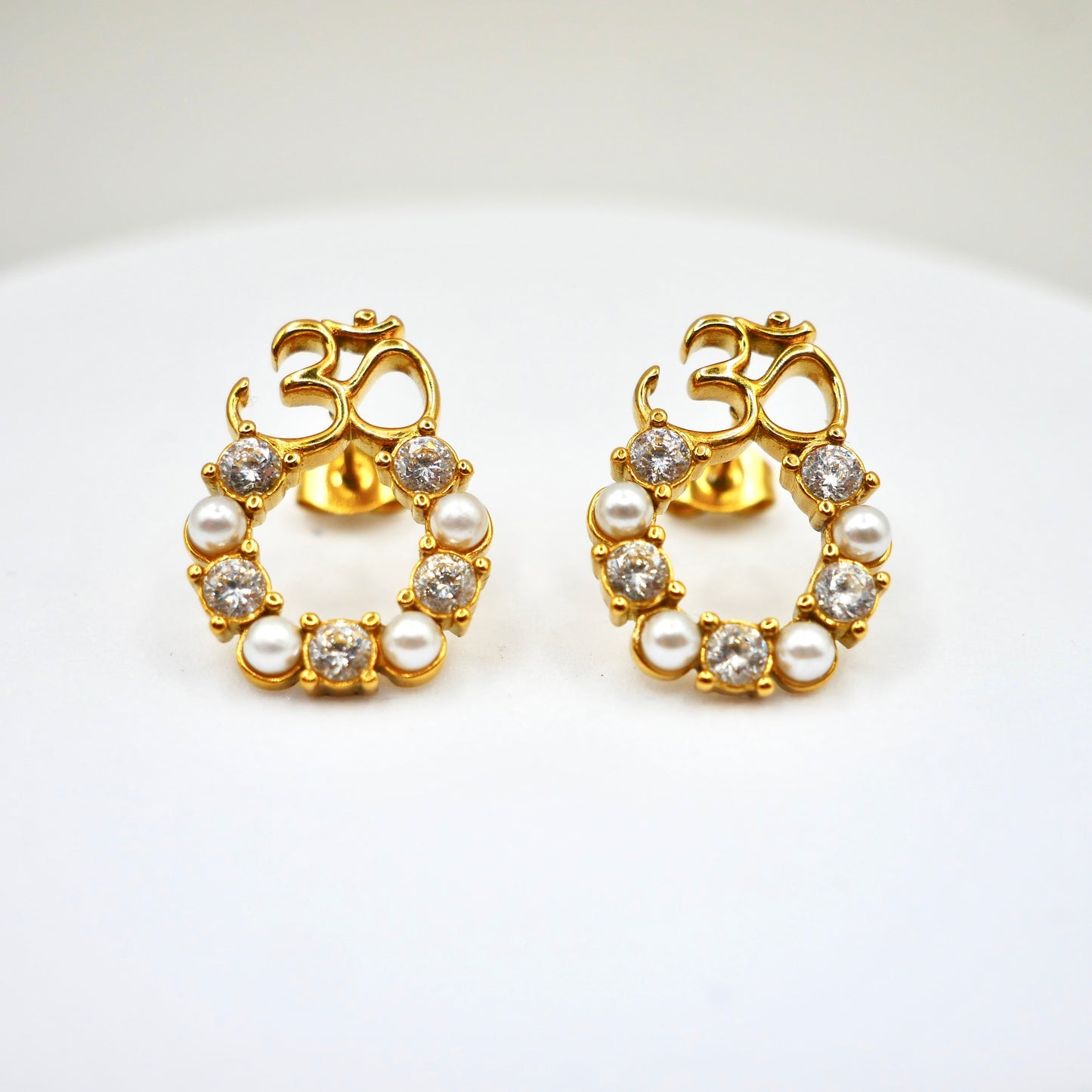 Om Diamond & Pearl Earrings