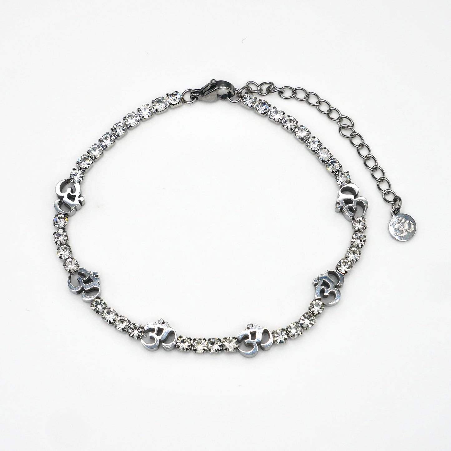 Silver Om Tennis Bracelet