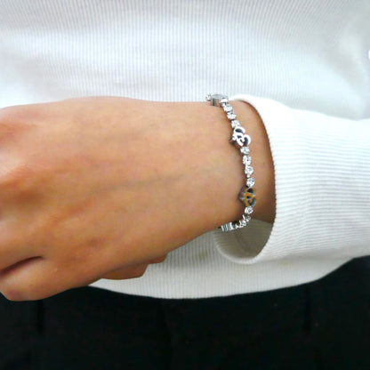 Silver Om Tennis Bracelet