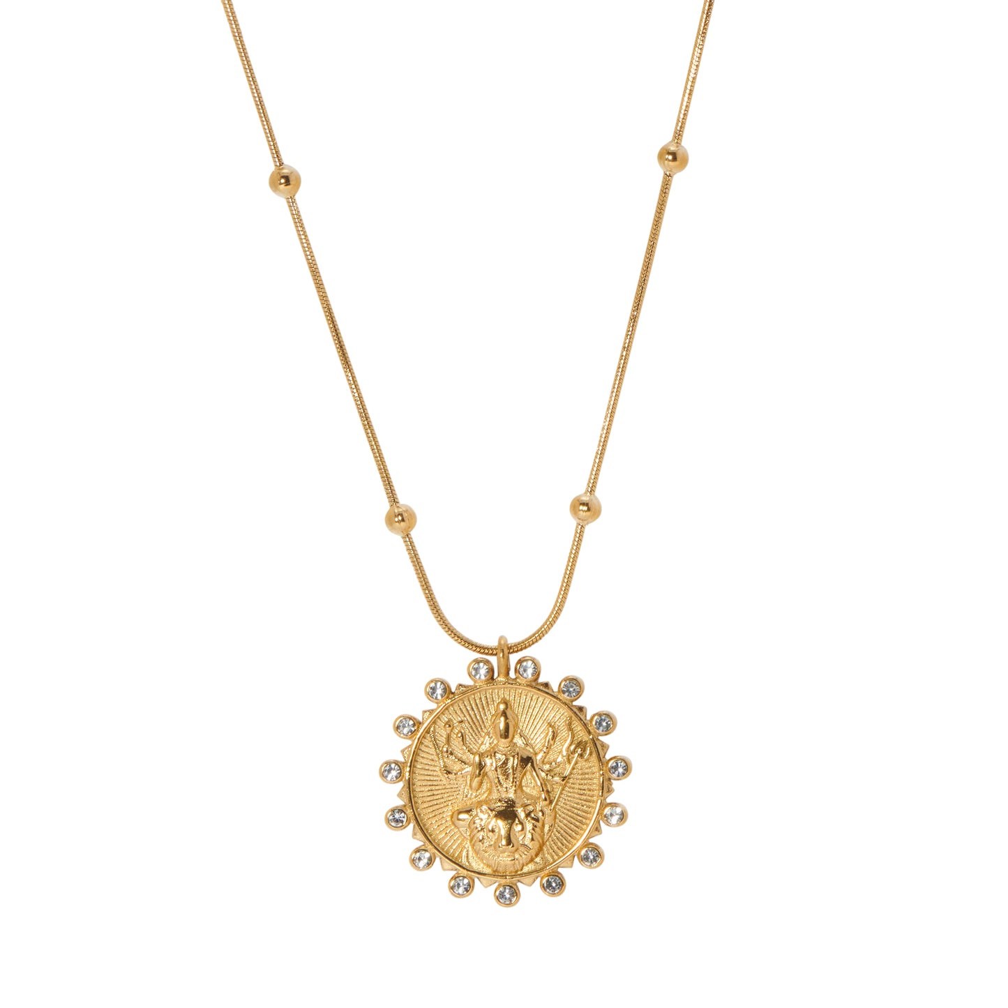 gold durga pendant