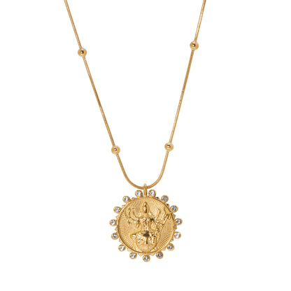 gold durga pendant