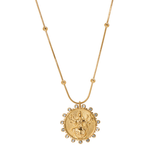 gold durga pendant