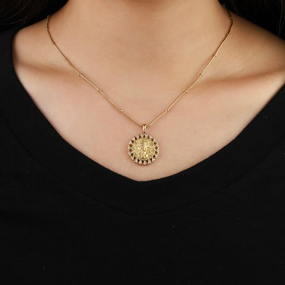 gold ganpati pendant necklace wearing