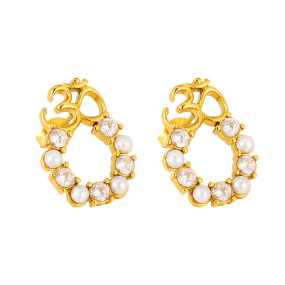 om pearl earrings